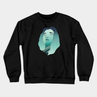 Aqua Portrait of a Witchy Mermaid Woman Crewneck Sweatshirt